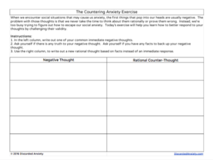 The Countering Anxiety Exercise Worksheet
